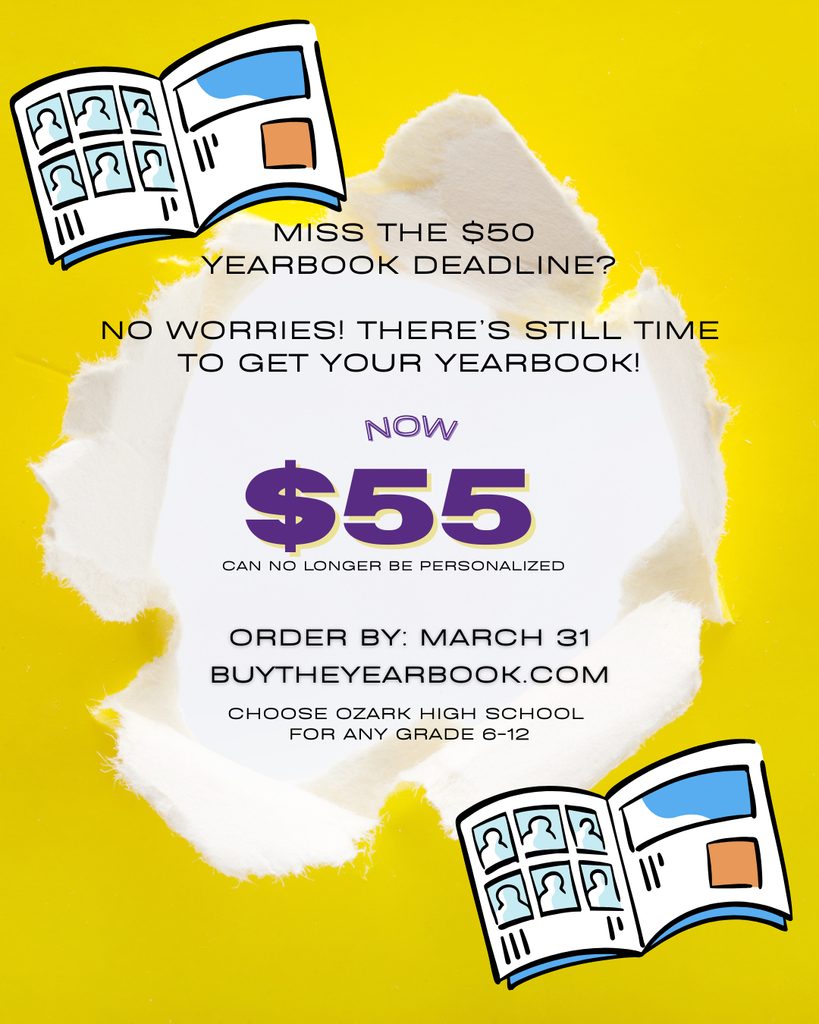 Yearbooks can still be ordered for $55! Last day to order is March 31, 2026!