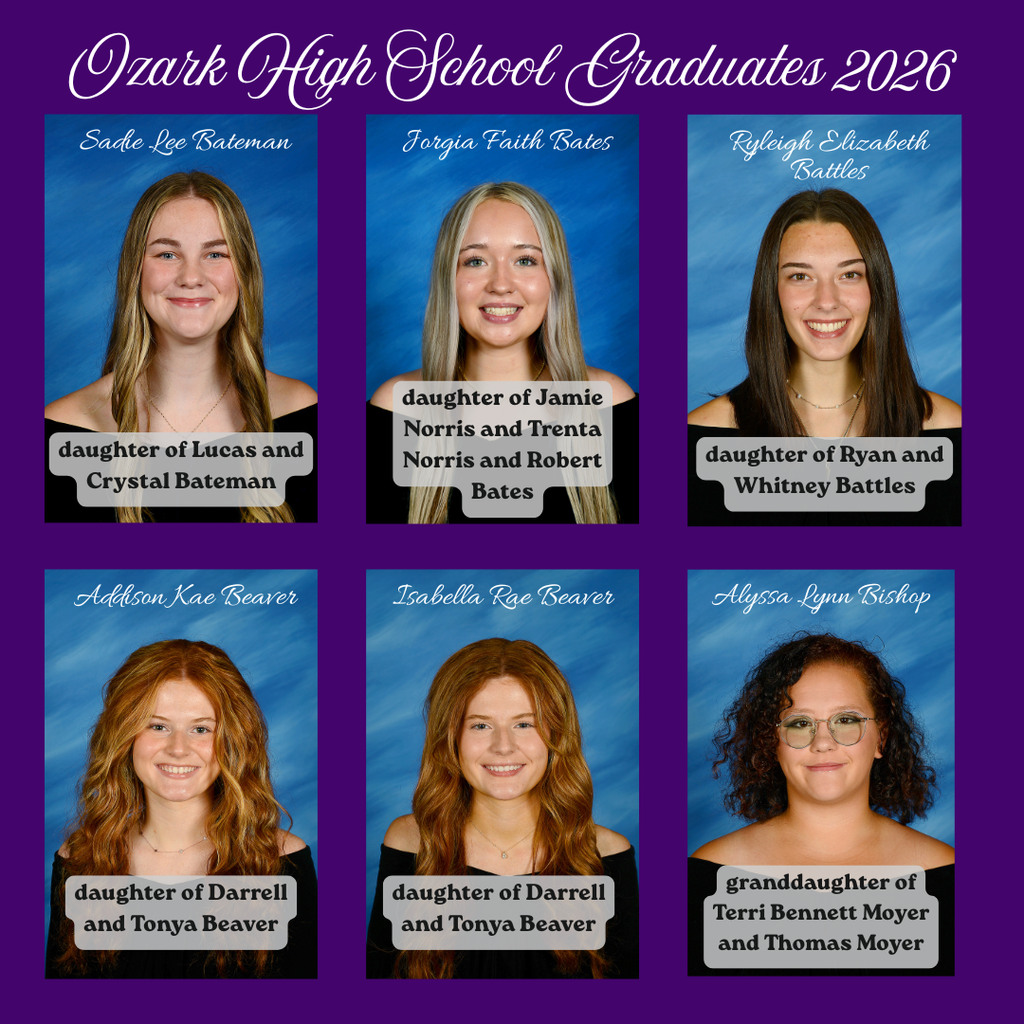 Congratulations to our 2026 Graduates! The ceremony is scheduled to be held Friday, May 15 at Hillbilly Stadium at 7pm.
