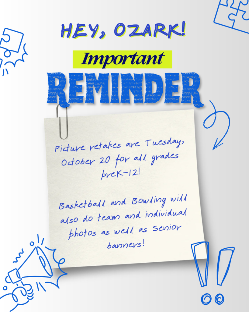 Picture retakes, basketball and bowling pictures are on Tuesday, October 20!