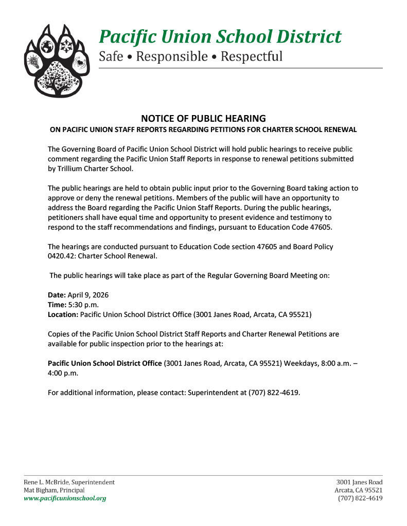 Public hearing charter renewal staff recommendations