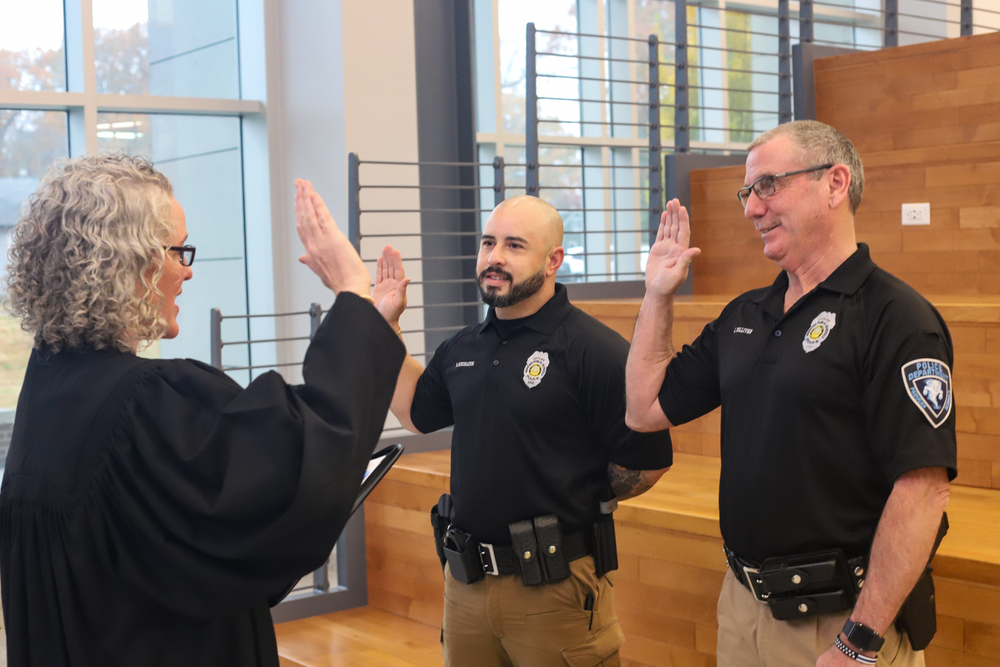 a judge swears in student resource officers