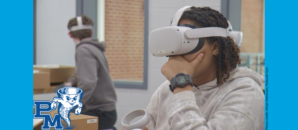 Student uses a VR headset