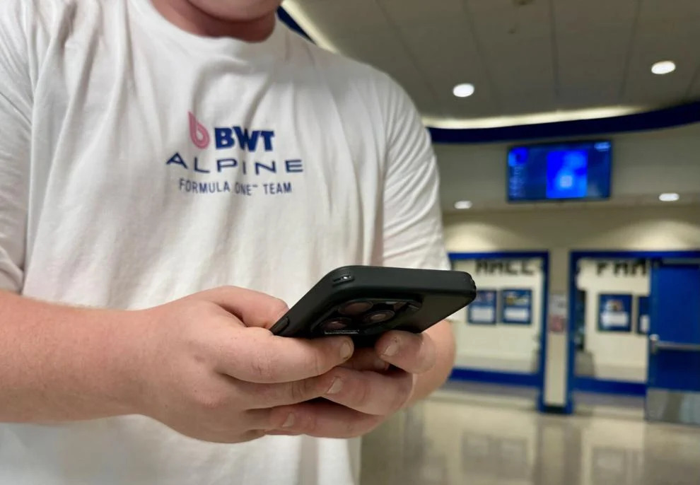 Stuent with cell phone