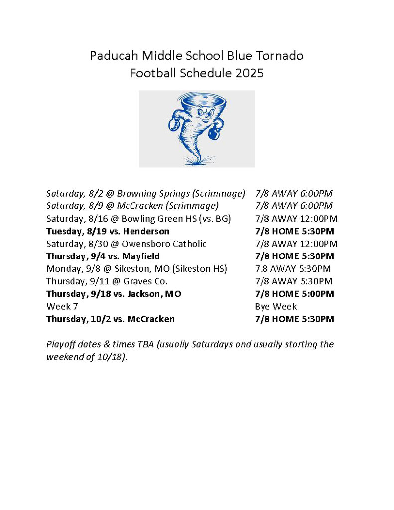 PM Football Schedule