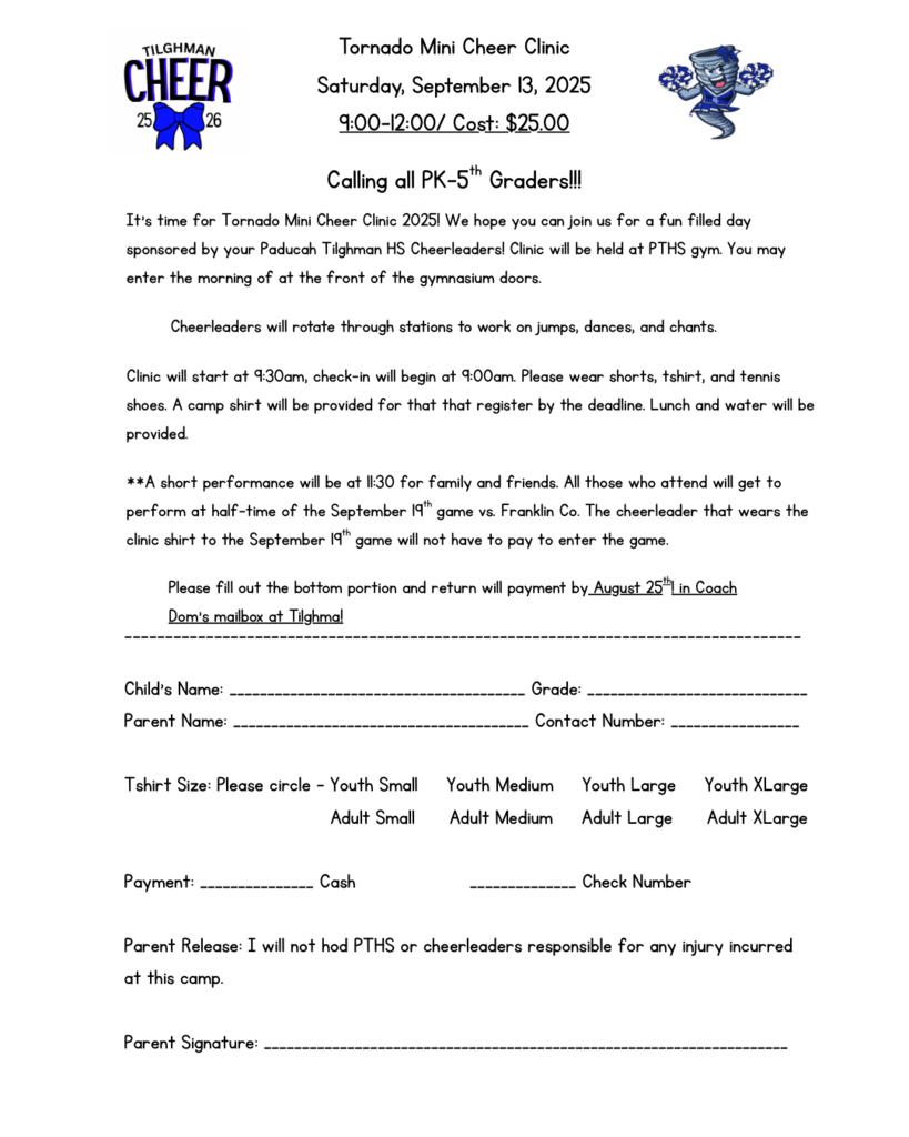 PTHS Cheer Mini Clinic