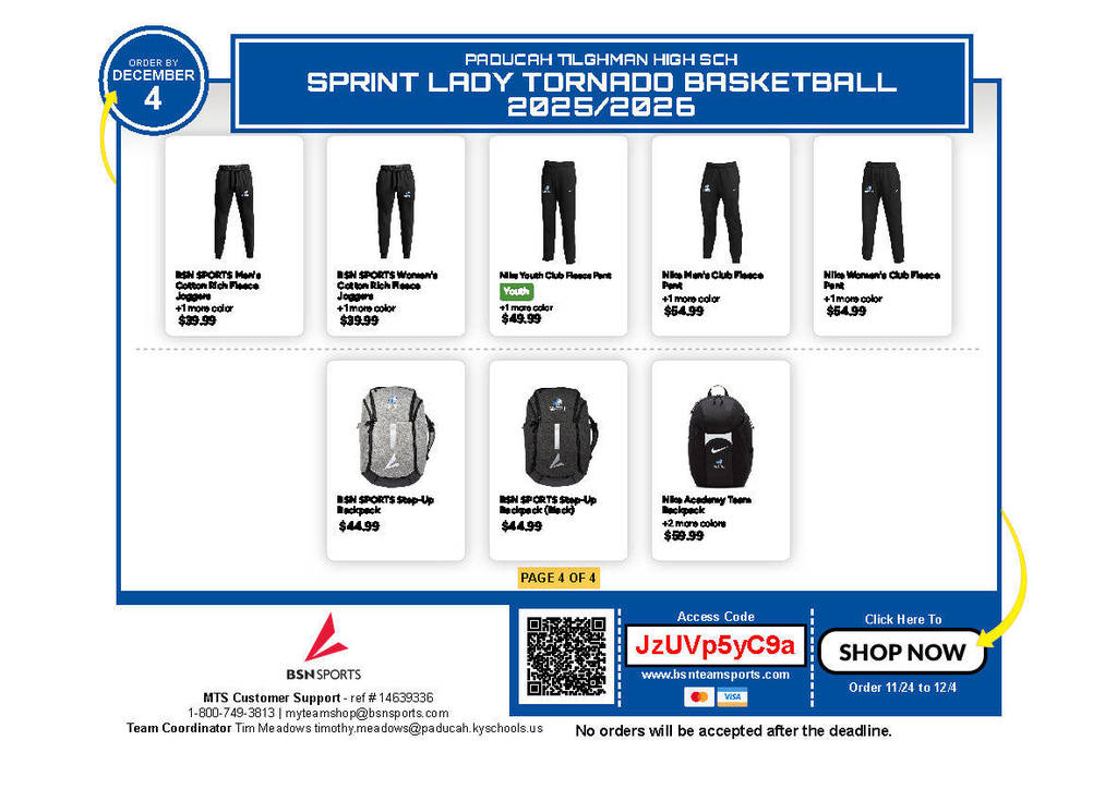 PTHS Girls Basketball BSN Store