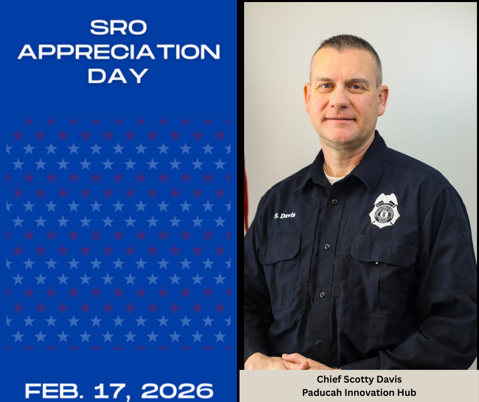 Blue background with stars. Man in navy blue uniform, smiling, with Chief Scotty Davis text below.