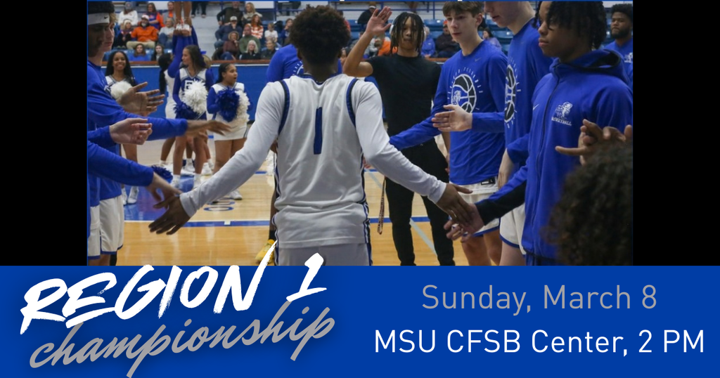 A group of basketball players on a court, all wearing blue jerseys, forming a circle. The date March 8 and time 2 PM are displayed.