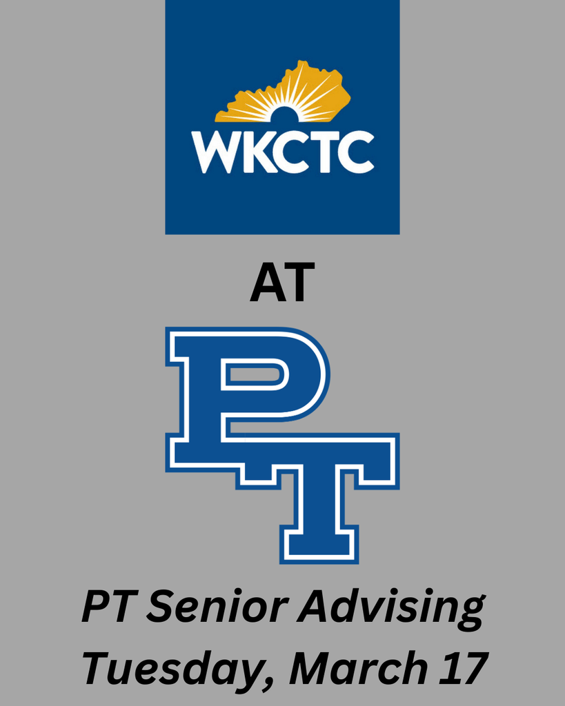 A banner shows "WKCTC AT PT" with the PT logo, a date of "Tuesday, March 17", and "PT Senior Advising".