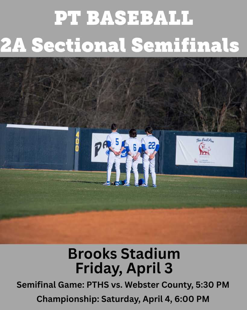 Four baseball players in jerseys stand on a field with a banner behind them. Trees surround the field.