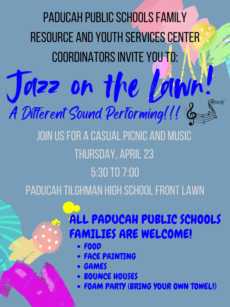 Poster invites families to a casual picnic with music on April 23 at Paducah Tilghman High School front lawn.