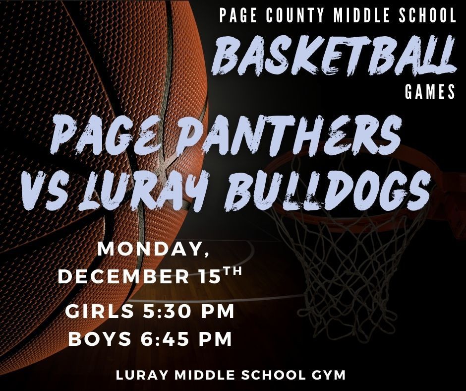 📣 PANTHER NATION—WE’RE ON THE ROAD! PCMS Panthers travel to take on Luray Middle this Monday, December 15! Let’s show up in BLUE & WHITE and fill their gym with Panther Pride! 💙🤍 🏀 Location: Luray Middle School ⏰ Time: GBB 5:30 pm/BBB 6:45 pm Let’s bring the energy and support our athletes on the road! 🔥🐾 #PantherPride #BlueAndWhite #RoadGame