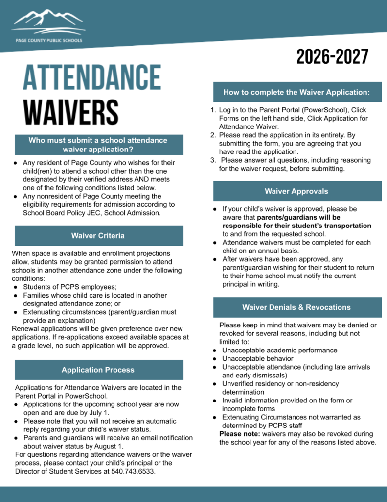 Attendance Waiver Information