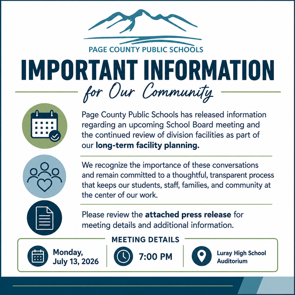 PCPS Press Release July 13th 7PM Meeting at LHS Auditorium for Long Term Facility Planning