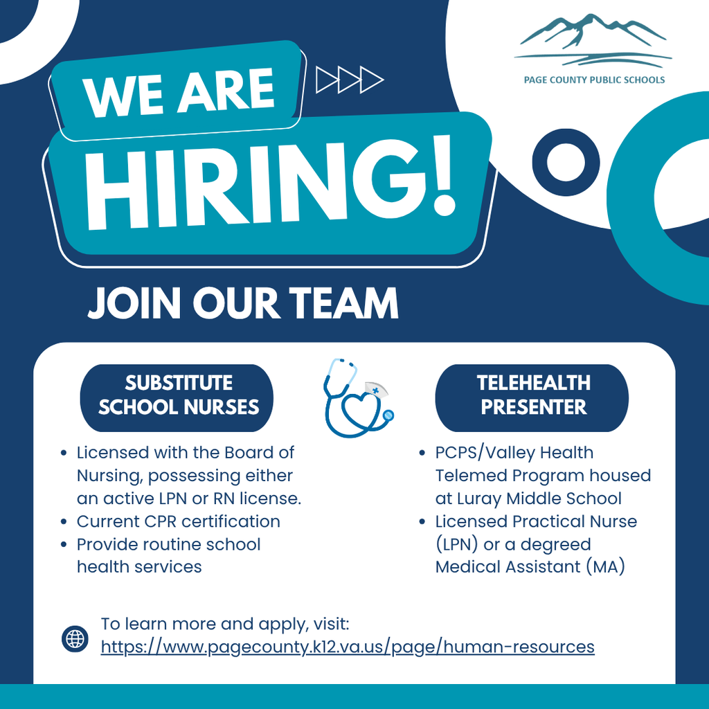 We Are Hiring Substitute School Nurses/Telehealth Presenter