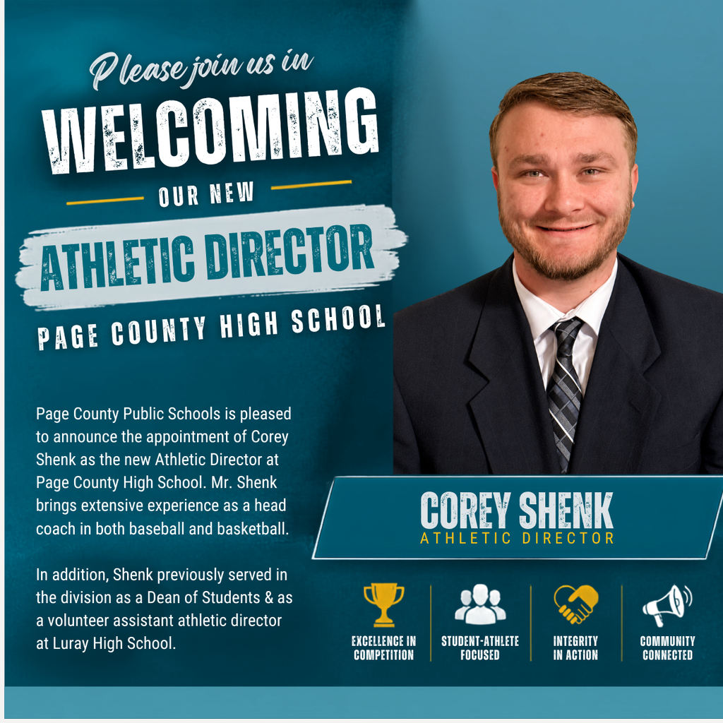 Welcome Corey Shenk as Athletic Director of Page County High School