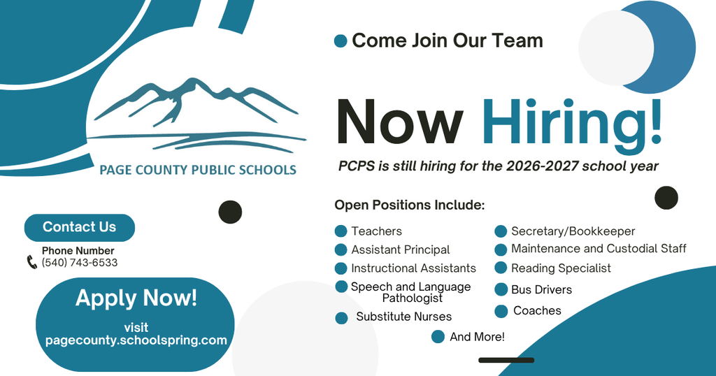 Now Hiring PCPS still has positions available for the 2026-2027 school year! See if we have one that is right for you!