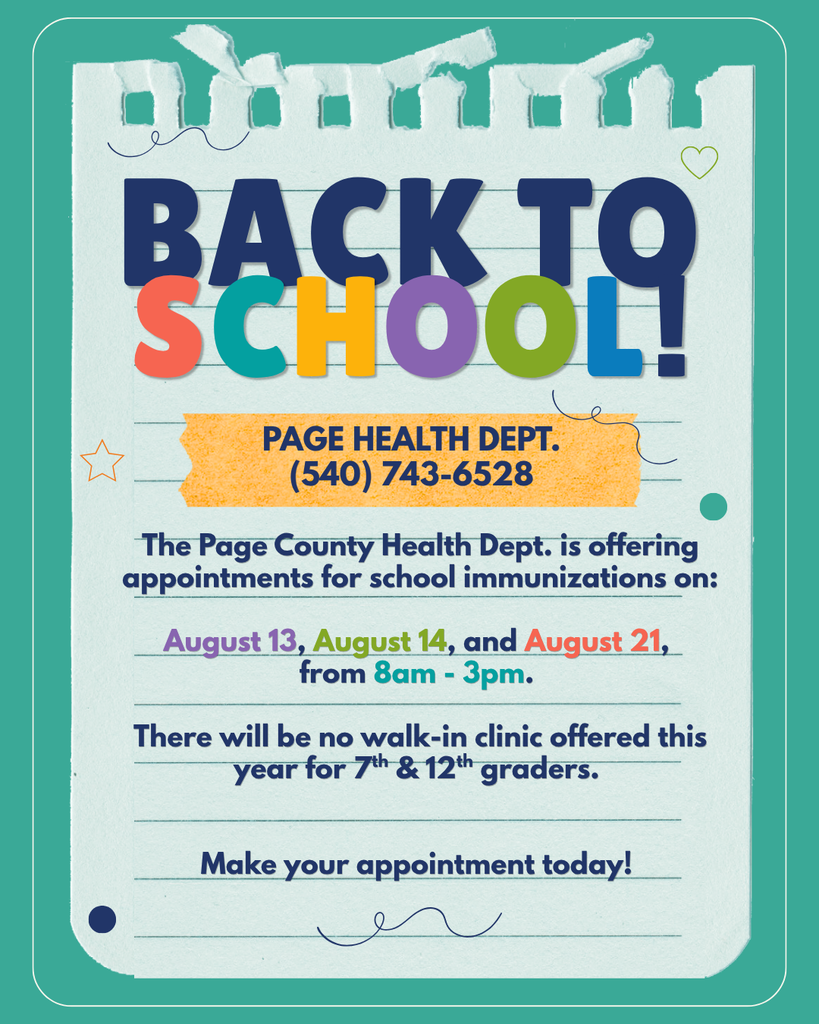 Back To School Health Department Appointments