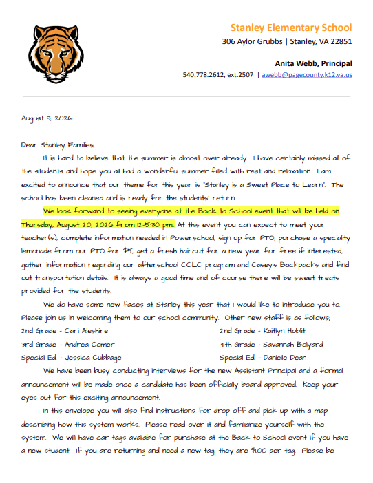 Community letter page 1