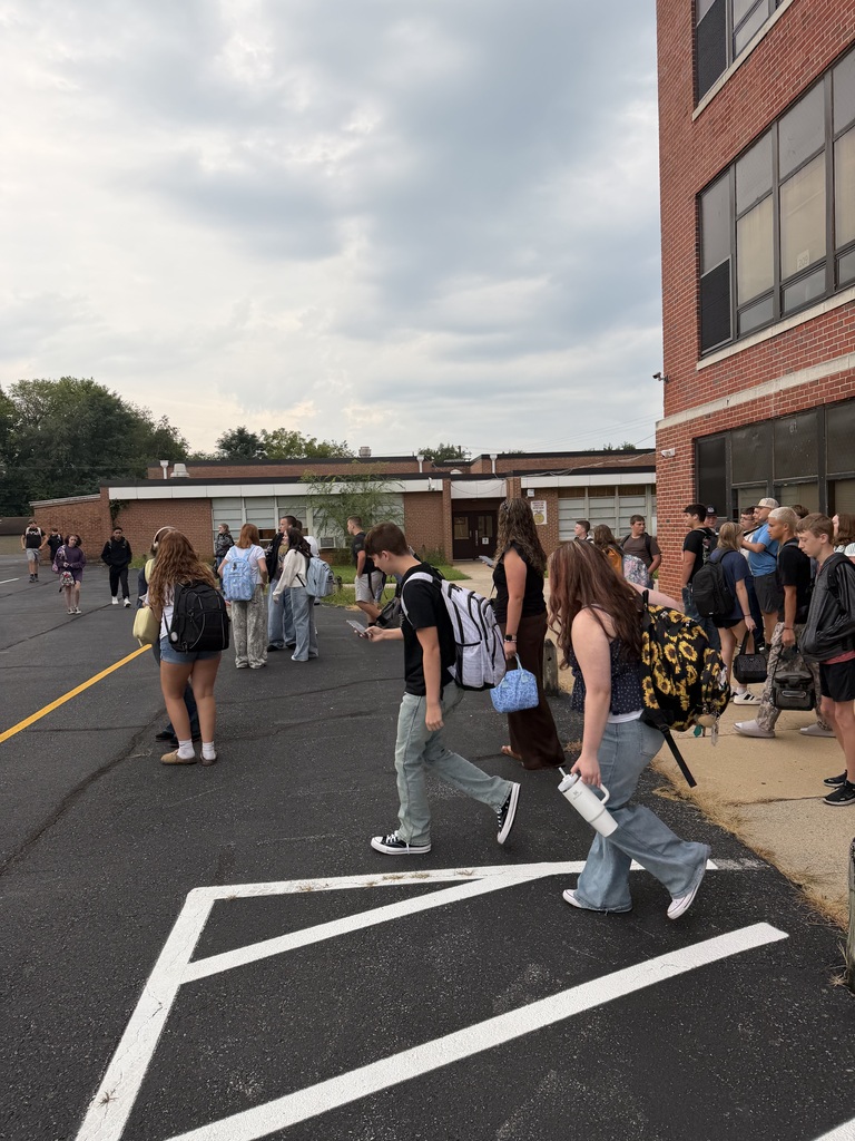 Students gathered outside of LMS