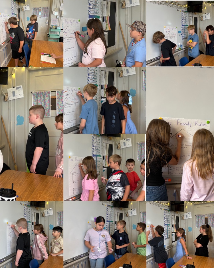 After reading Our Class Is a Family, fourth graders sign their classroom expectations and make friendship bracelets.