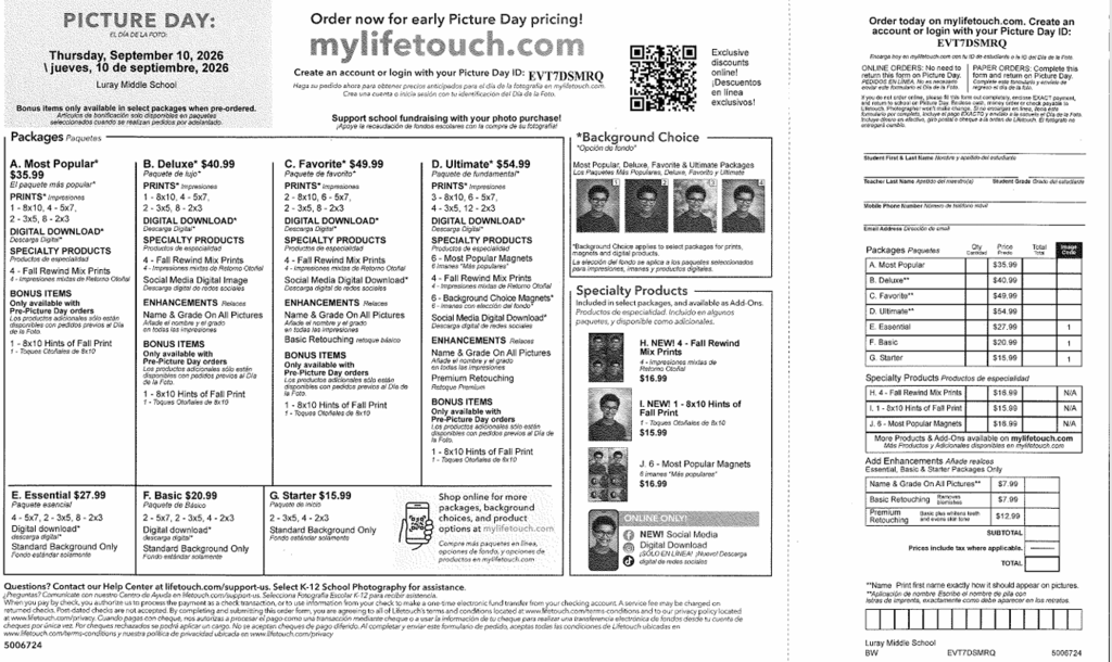 Lifetouch Picture Packages -- pricing structure