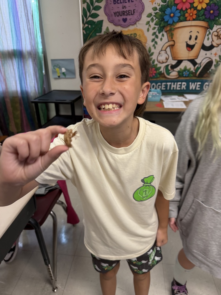 Fourth grade child with cicada