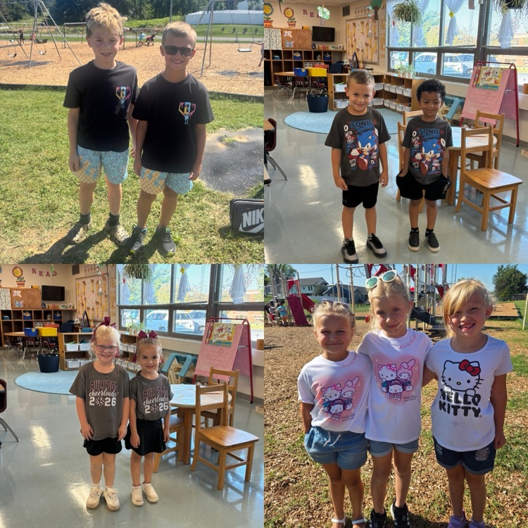 collage of kids dressed as twins