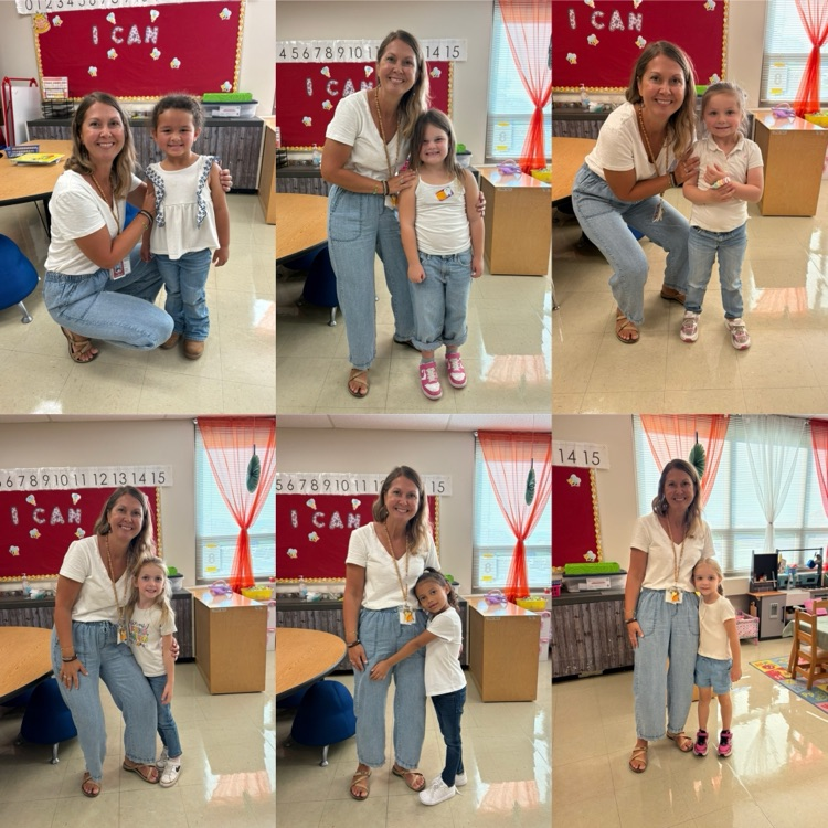 teacher marching with kids