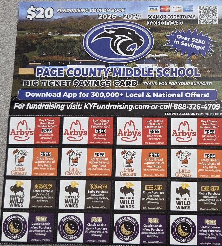 First Fundraiser Cards with local businesses listed.