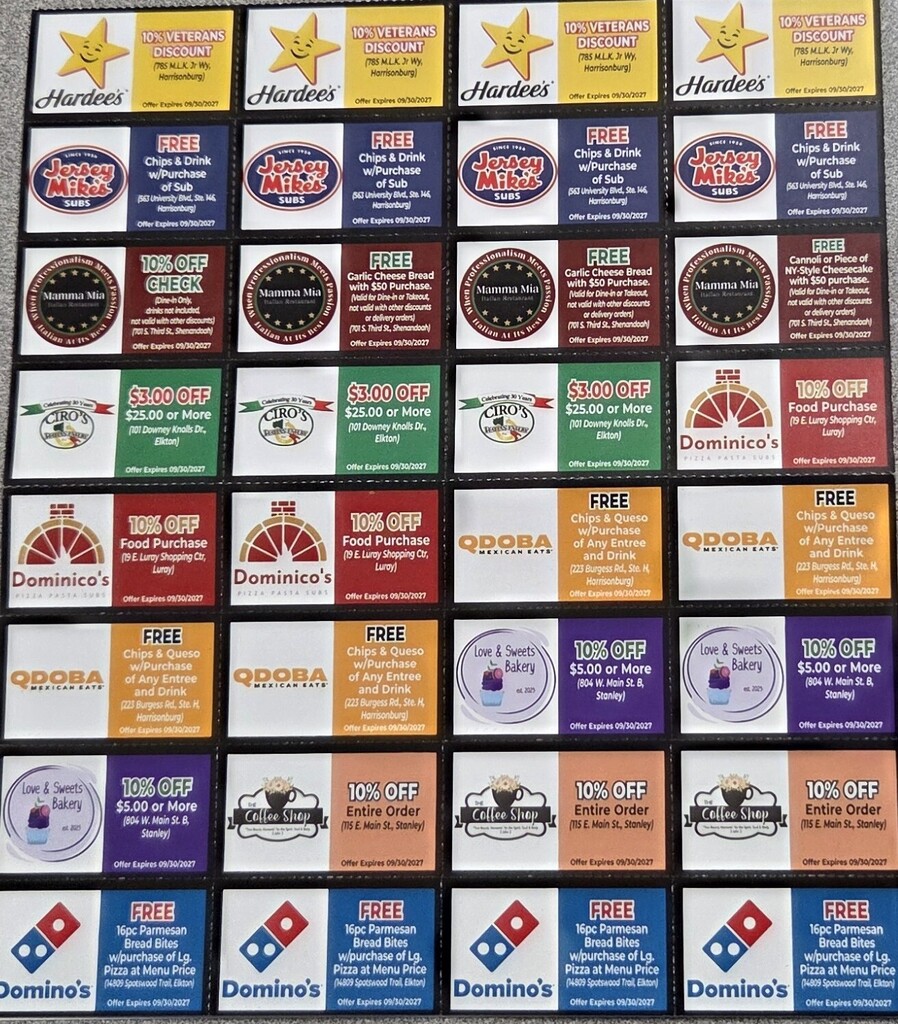 Second Fundraiser Cards with local businesses listed.