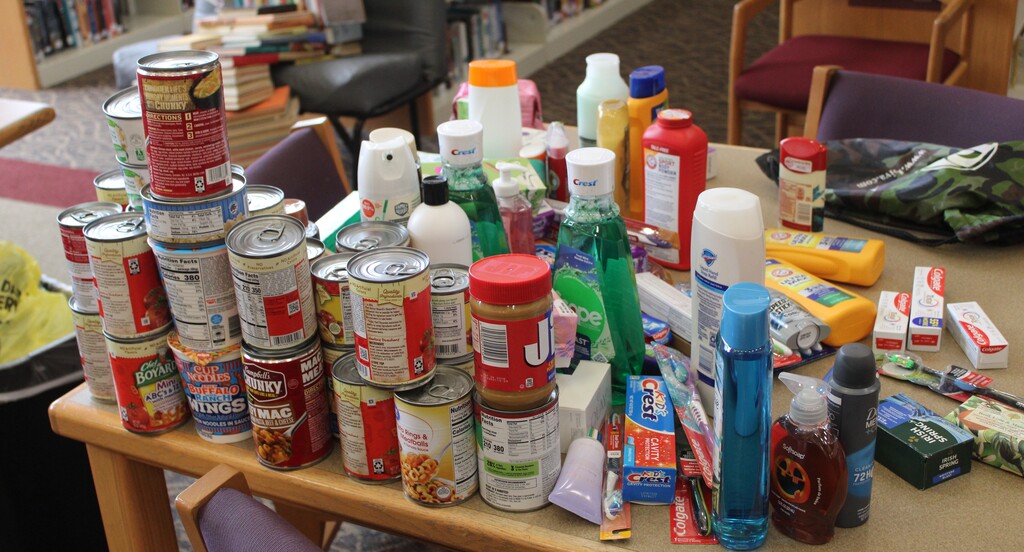 food items collected at Powderpuff football game