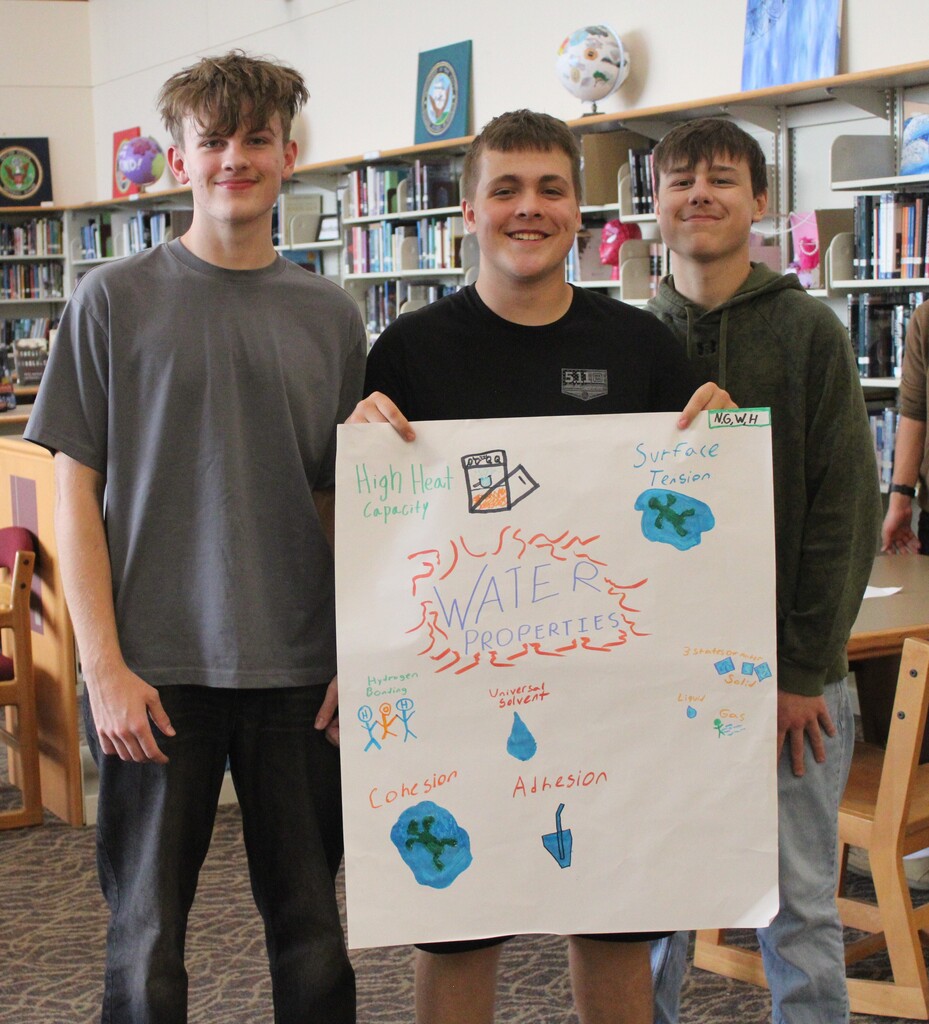 Showing understanding of the properties of water by making concept map posters in Miss Cawthorn's Biology class. 