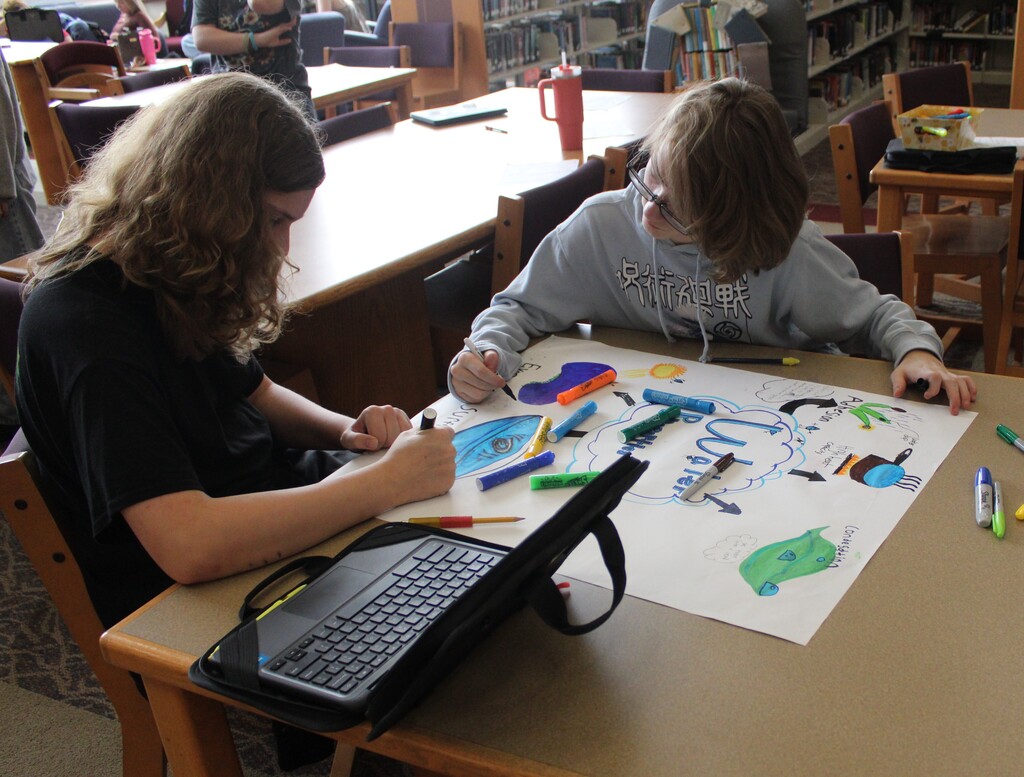 Showing understanding of the properties of water by making concept map posters in Miss Cawthorn's Biology class. 
