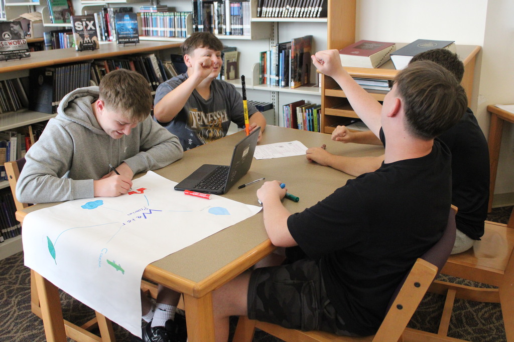Showing understanding of the properties of water by making concept map posters in Miss Cawthorn's Biology class. 