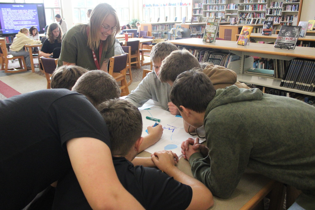 Showing understanding of the properties of water by making concept map posters in Miss Cawthorn's Biology class. 