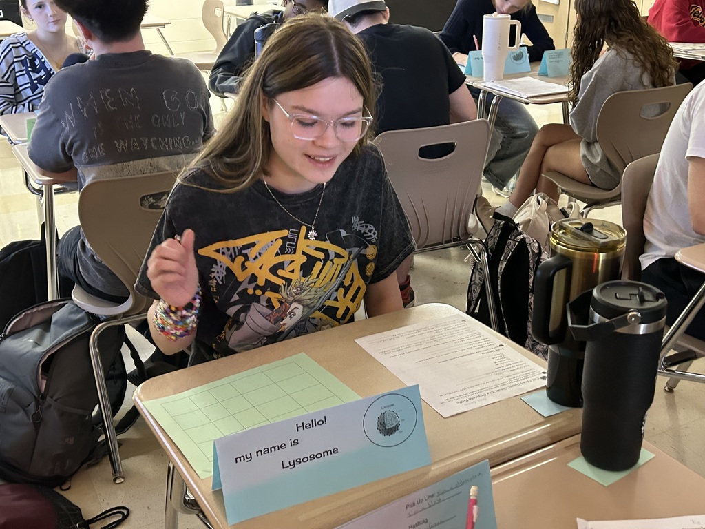 Honors Biology Students conducting activity with cell organelles