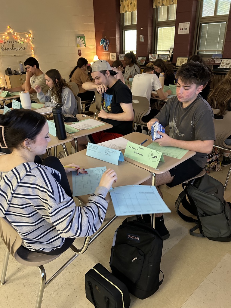 Honors Biology Students conducting activity with cell organelles