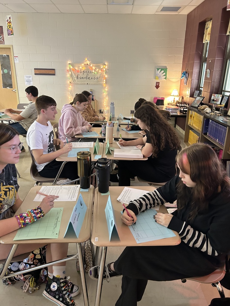 Honors Biology Students conducting activity with cell organelles