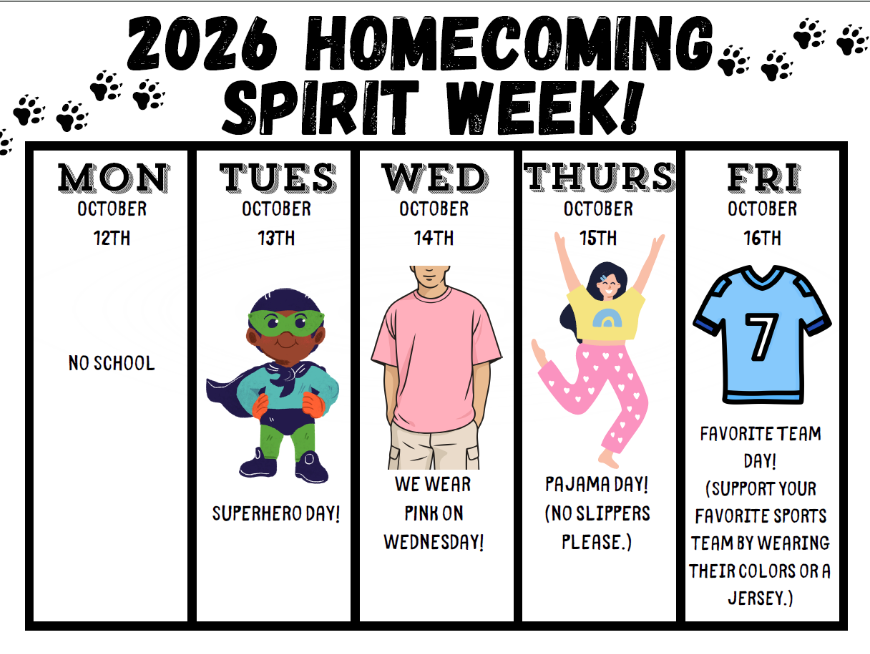 Homecoming spirit week flyer