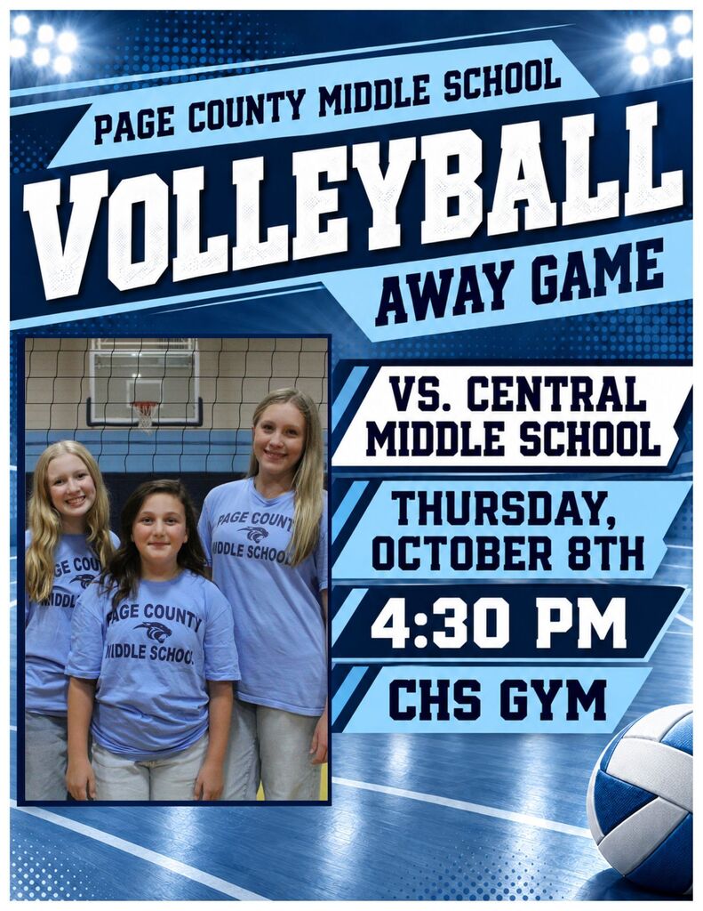 Thursday, October 8, PCMS Volleyball AWAY GAME vs. PMMS 4:30 PM CHS Gym
