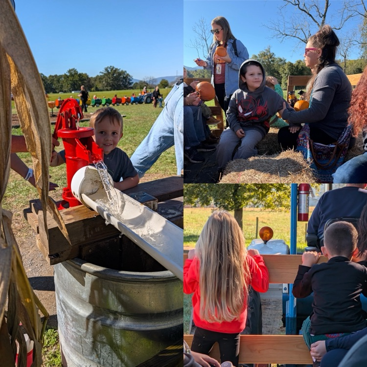 kids in hay wagon