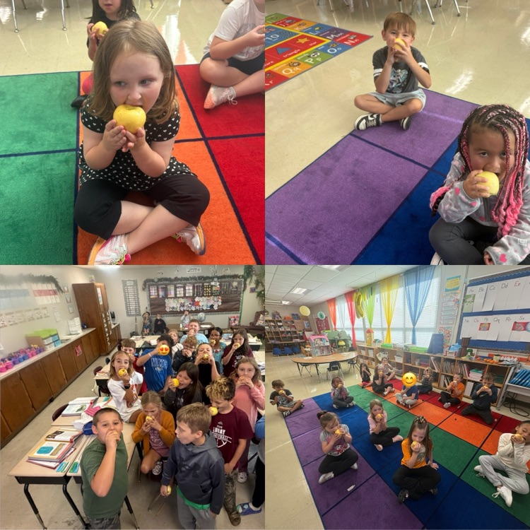 kids eating apples