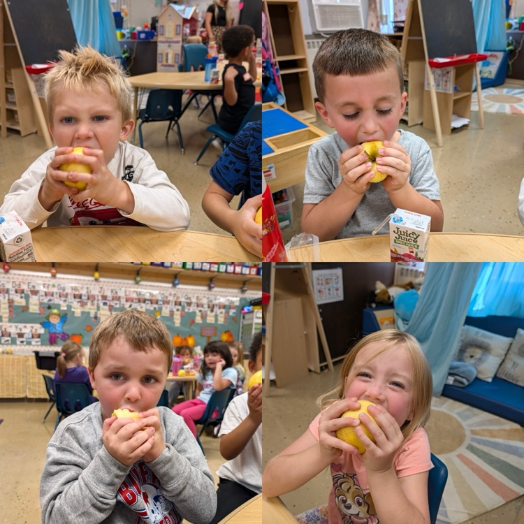 kids eating apples