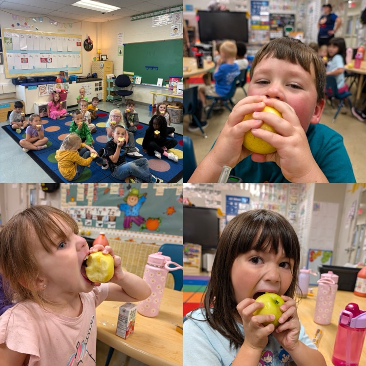 kids eating apples 