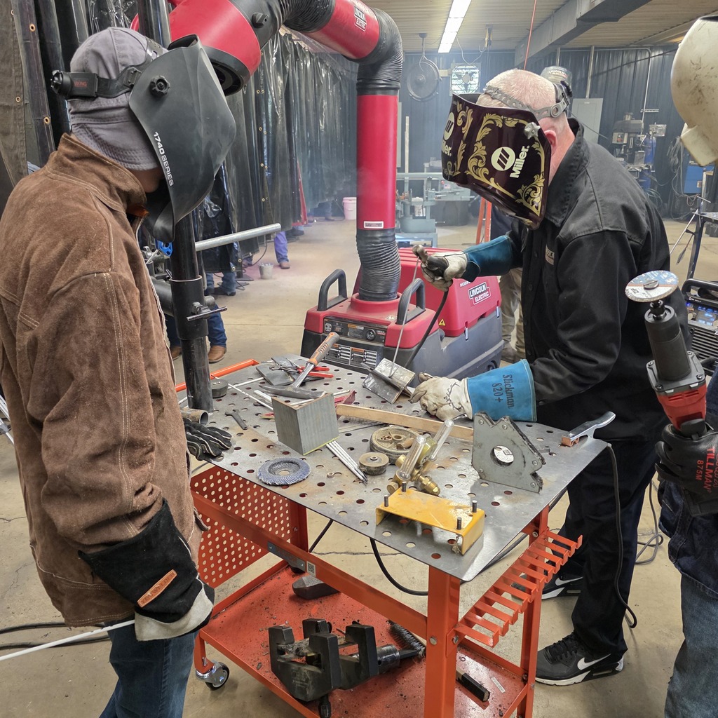 Dr. Huber visits PCTC welding I class.