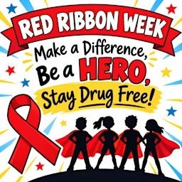 Red Ribbon Week --Make A Difference Be a Hero -Stay Drug Free!
