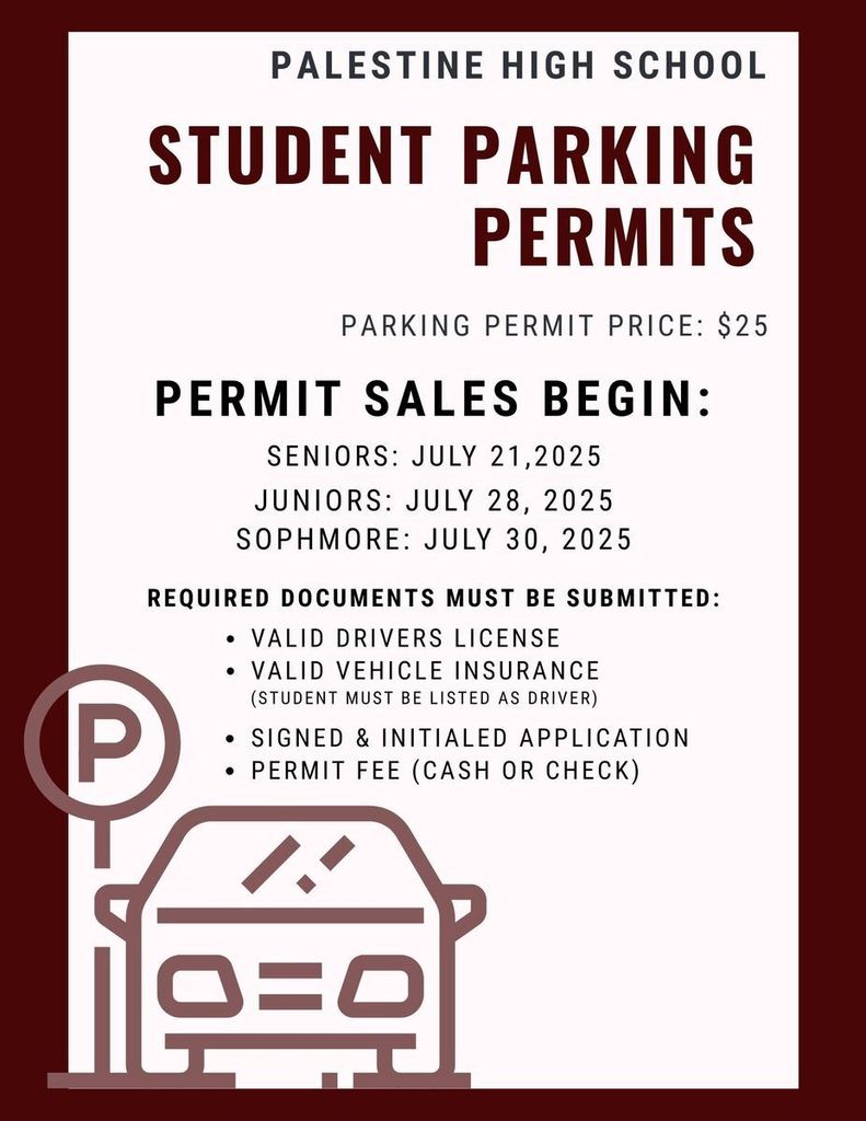 parking permit for PHS with  information regarding permit sales