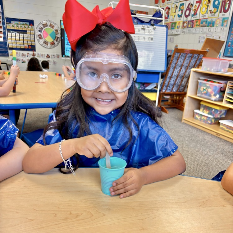 Ms. Carrizales Pre-K class use their Science skills making slime today as they learned about their 5 senses.