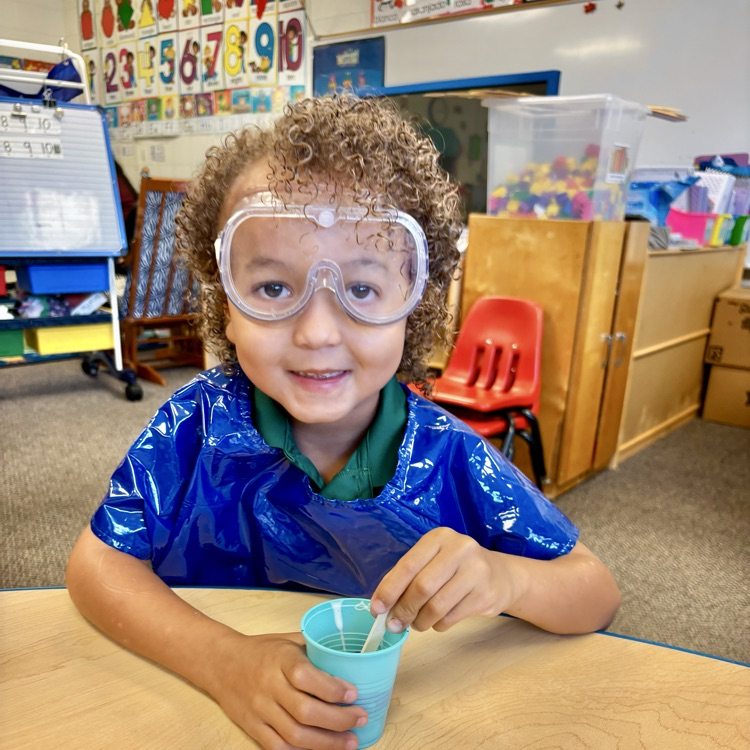 Ms. Carrizales Pre-K class use their Science skills making slime today as they learned about their 5 senses.